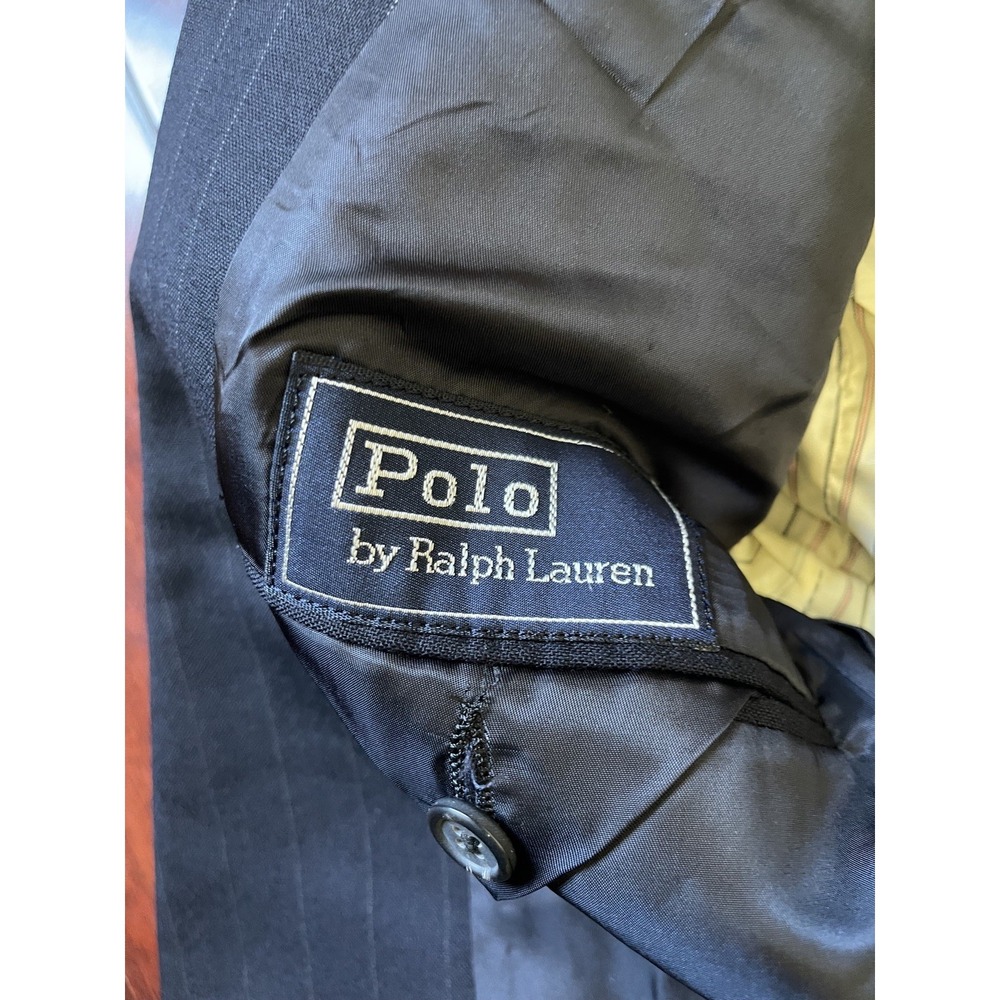 Polo Ralph Lauren Vintage 80s Unionmade USA Gray Pinstripe Blazer Jacket - Picture 10 of 11